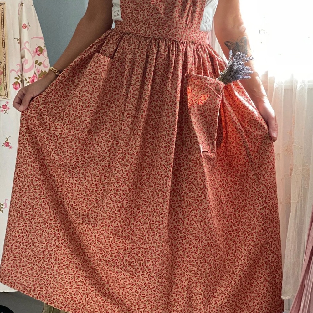 Vintage Red Cherry Print Apron